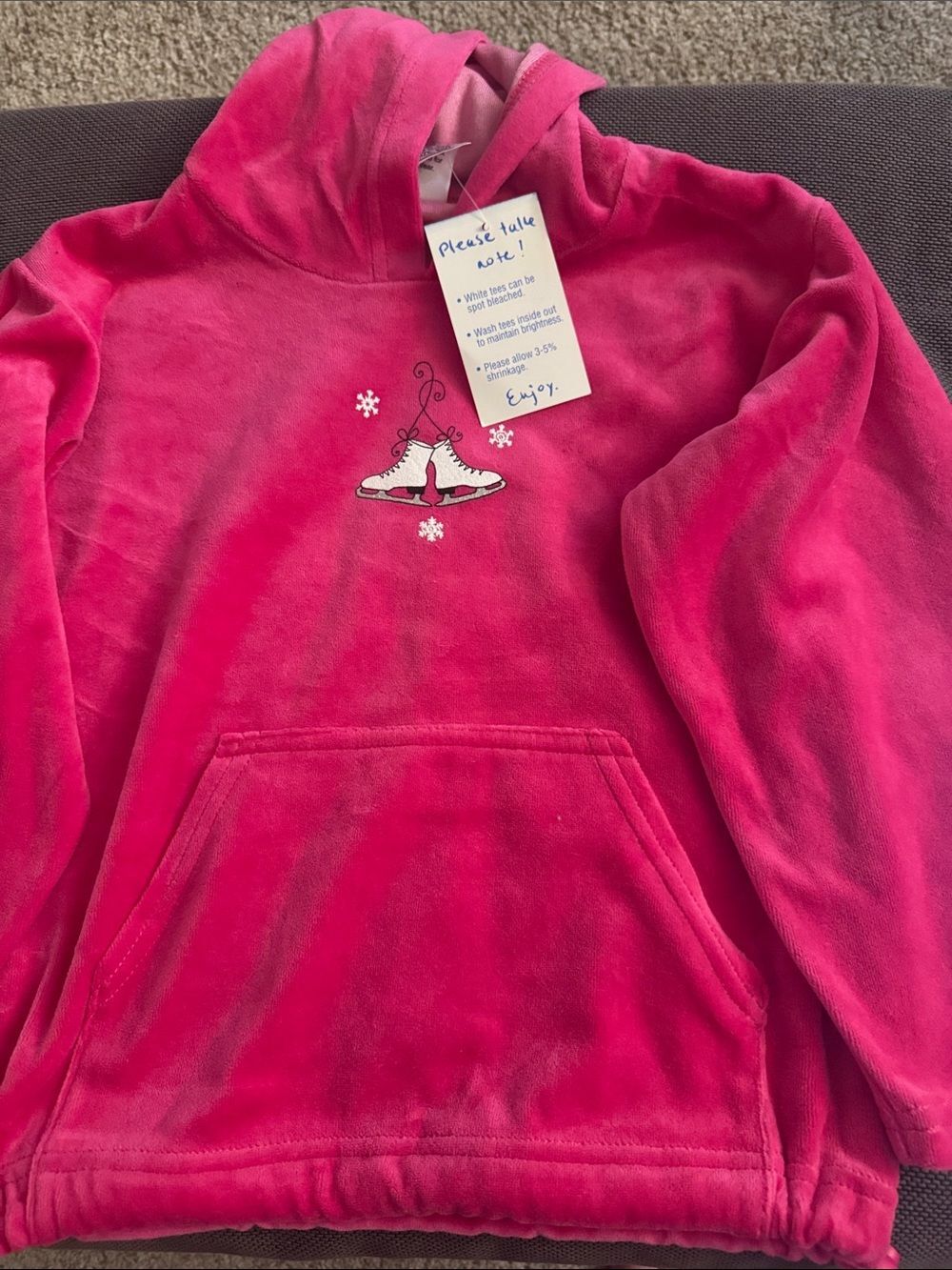 Mulberry Bush Hot Pink Fleece Hoodie with Ice Skate Embroidery